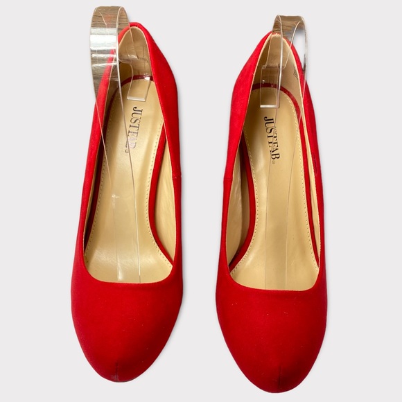 Just Fab red suede closed toe heels women’s shoes size 9 - Picture 3 of 8